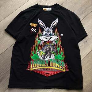 Looney Tunes Mens Graphic T-Shirt Black Car Club Crew Neck sz. large